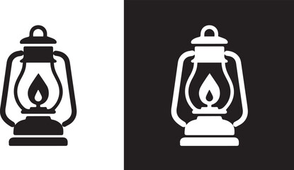Vintage lantern icon set black and white ,vector © malaika