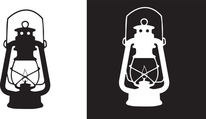 Vintage lantern icon set black and white ,vector © malaika
