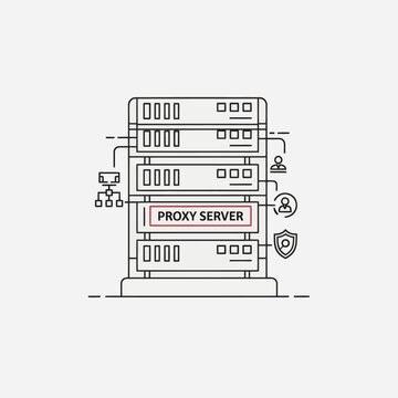 Proxy server network infrastructure icon illustration.