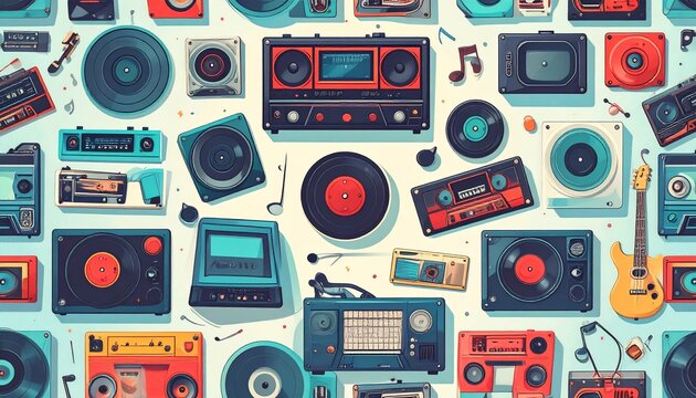 Retro Music Equipment Pattern.