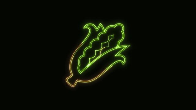Corn Icon Neon Seamless Loop 4K Black Background Animated Promotional Typography for Video Editing