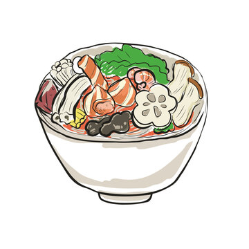 麻辣湯（マーラータン）の手書きイラスト