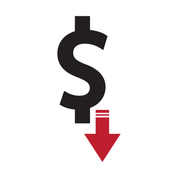 Dollar up and down icon. Price decrease and increase symbol.