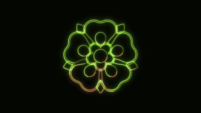 Flower Icon Neon Seamless Loop 4K Black Background Animated Promotional Typography for Video Editing