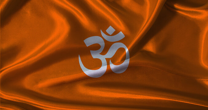 Hindu saffron flag with cloth texture. Hindu saffron flag with realistic texture background