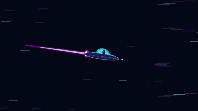 Ufo Flying at Warp Speed Through Outer Space for Science Fiction Advertising