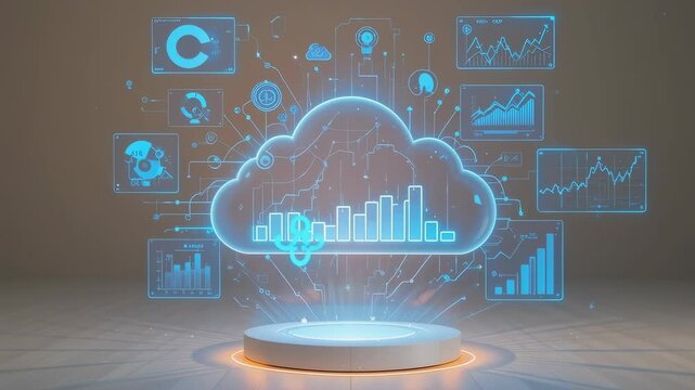 Smart Cloud Infrastructure Concept with Futuristic Digital Business Interface