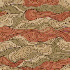 Fototapeta premium Abstract wavy pattern with flowing lines in warm earthy tones for decorative background