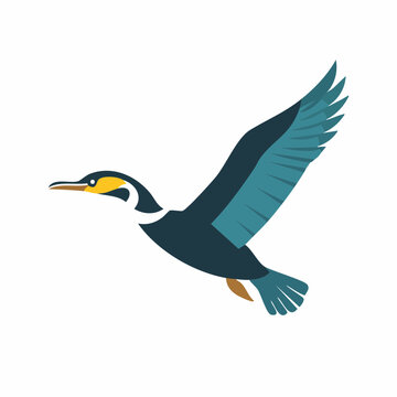 Stylized Cormorant Bird Flying