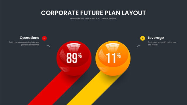 Clean Overview Two Step Chart Frame Layout. Colorful Visualization Slideshow Template Vector Illustration. Product Analysis 2 Option Diagram Presentation Design.