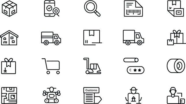 Ecommerce logistics and shipping icons set Vector