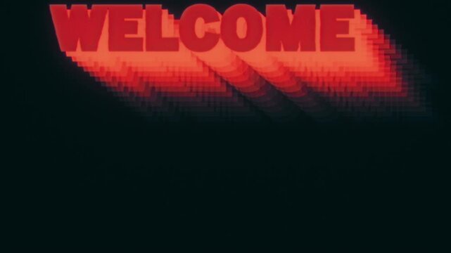 Welcome Text DVD bounce animation red green blue color changing on black background &mdash; retro VHS echo effect seamless loop motion graphic