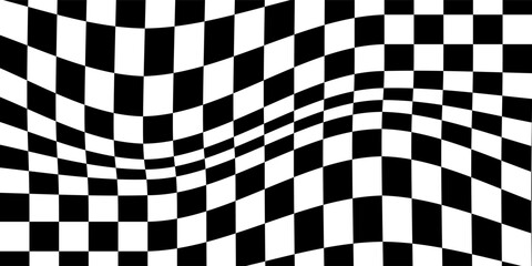 Obraz premium Checkered pattern background, checkerboard distorted squares
