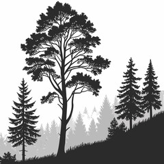 Obraz premium set of silhouettes of trees
