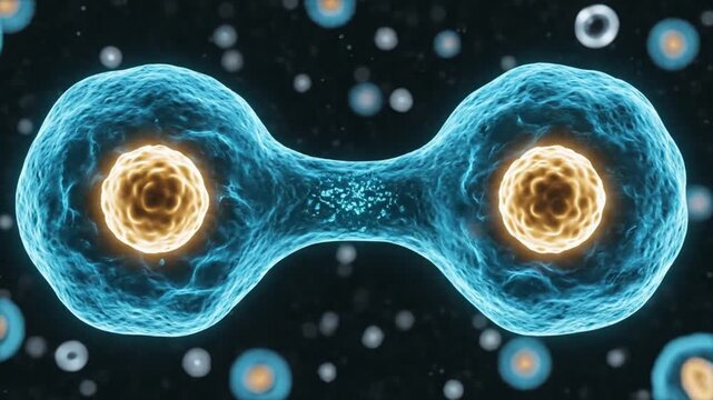 Hypnotic Glowing Stem Cell Mitosis Cell Division Biological 3D Seamless Loop