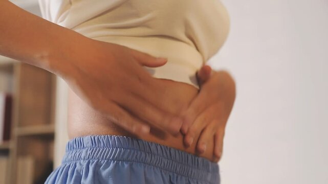 overweight woman with fat belly