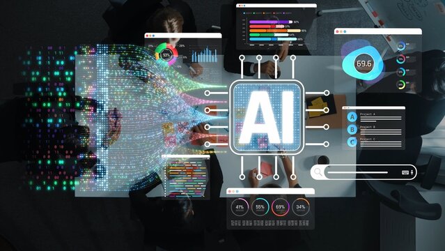 Bright Future of Artificial Intelligence Technology with Data Visualization and Business Concepts in Modern Office Setting Sigmoid