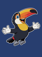 Fototapeta premium Cute Cartoon Toucan Mascot with Open Arms