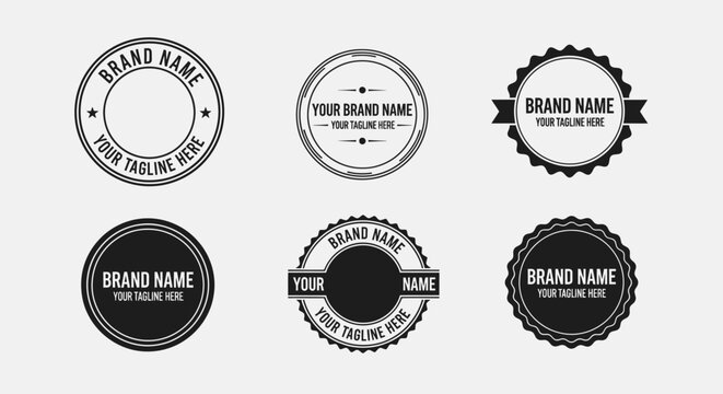 Collection of versatile black and white badge and circular logo templates for contemporary brand identity design