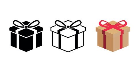 Fototapeta premium Gift box icon set, present or gift box