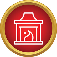 Fototapeta premium Fireplace icon showing a burning flame inside a decorative hearth
