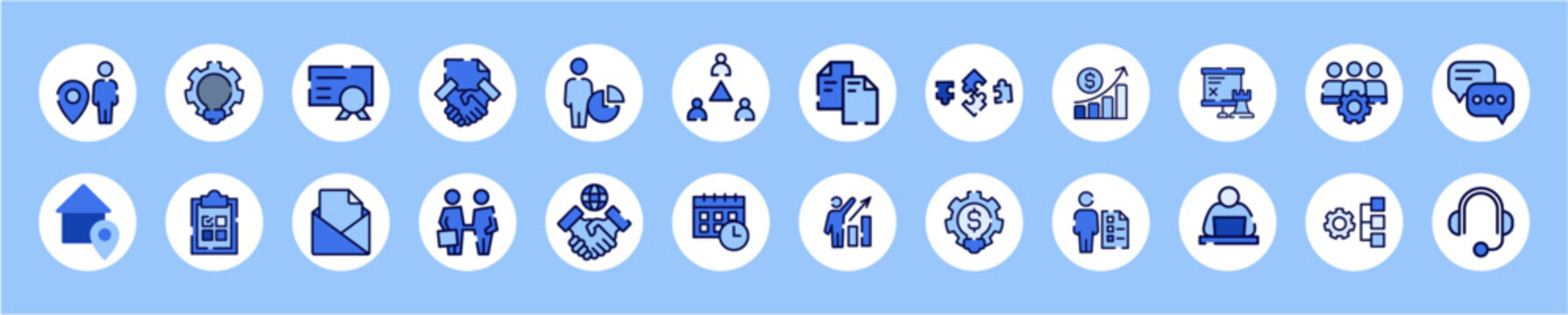 Human Resources, Corporate Recruitment, and Business Management Icon Set Vector