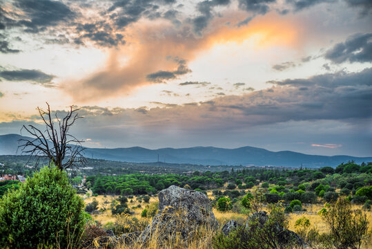 Sunset, Madrid, Spain, Parquelagos Torrelodones, Sierra Noroeste, Navacerrada, Europe
