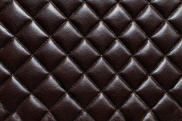 Naklejka premium Dark Brown Quilted Leather Diamond Pattern Stitching Luxury Upholstery Elegant Texture Background