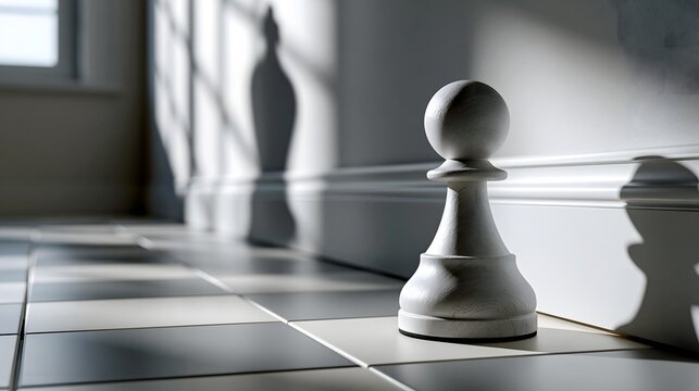 Schachfigur mit Schatten einer K&ouml;nigin als Symbol f&uuml;r Wachstum und Potenzial