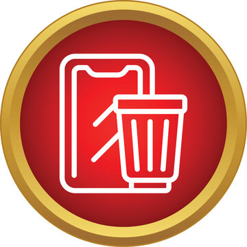 Smartphone icon and trash bin icon representing mobile data removal and app uninstallation