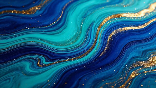 Blue and gold swirling abstract pattern