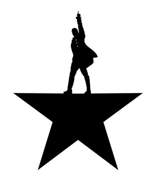 Minimalist silhouette of a revolutionary man standing on a star pointing up, vector illustration