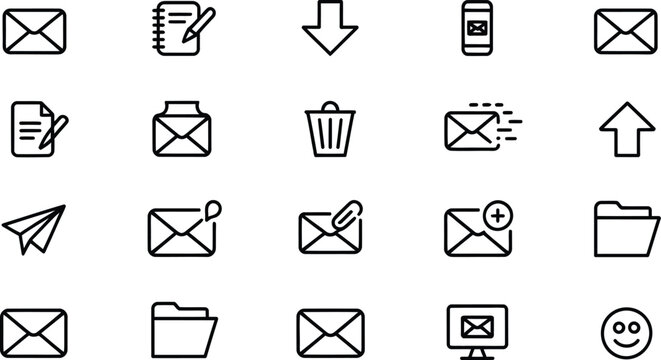 Email and message flat icons set Vector