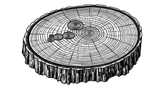 Detailed cross section of a tree trunk showing rings