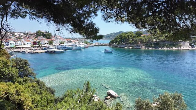 Amazing view of coastline of Skiathos Town, Sporades, Thessaly, Greece