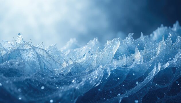 Scandinavian winter mesh gradient with icy blue, white, silver, and soft fog effect