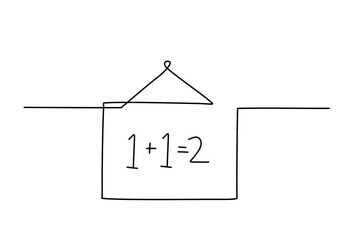Fototapeta premium Blackboard math formula concept continuous one line drawing. minimalist school education icon.