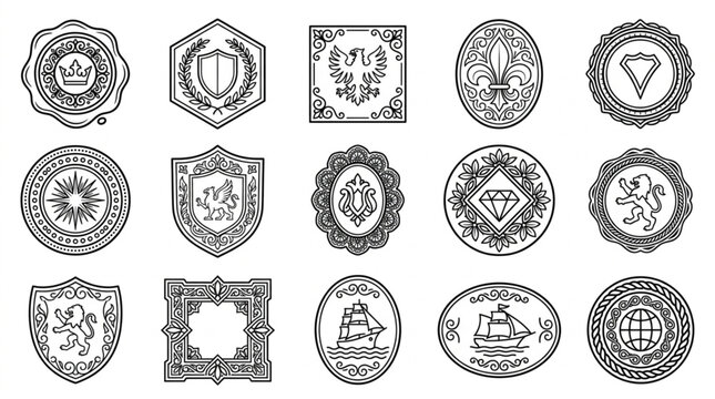 Collection of Vintage Emblem Seals and Crests.