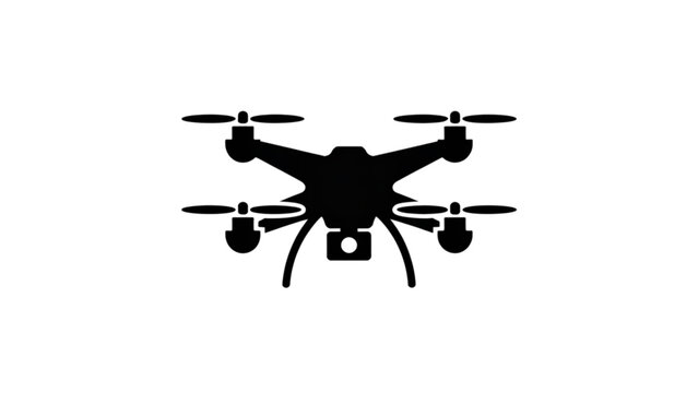 Modern quadcopter drone flying with four propellers in mid-air Vector