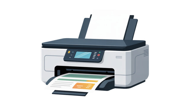 Modern all-in-one color printer with scanner and copier on white surface Vector