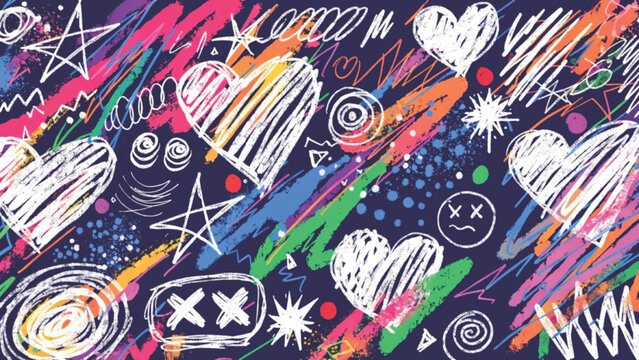 graffiti street doodle heart wallpaper vector background