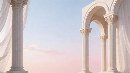 Obraz premium Classical columns and arches with draped fabric