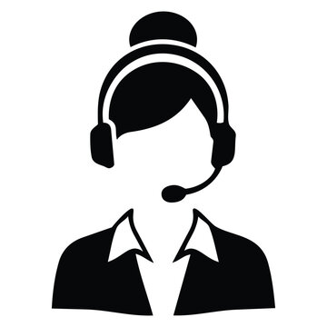 Customer service representative wearing a headset