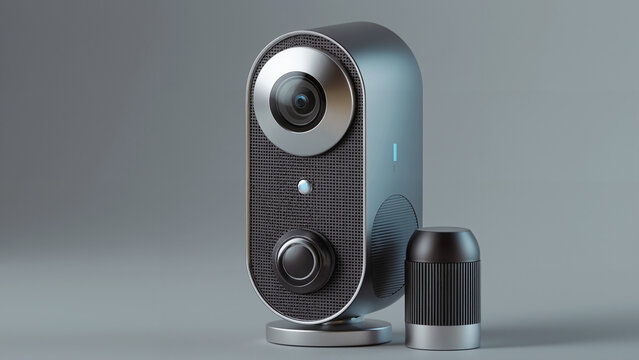 Modern smart home security camera or futuristic tech gadget product design concept