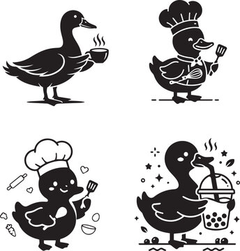 set of cooking lover duck