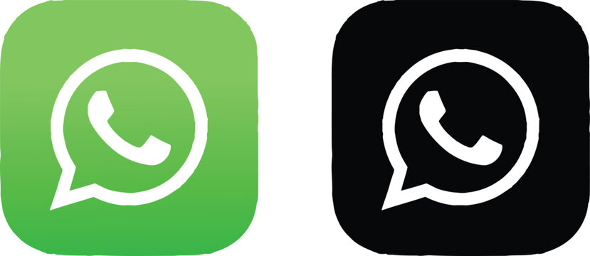 Green and black social media chat icons with telephone handset symbol in speech bubbles