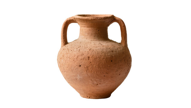 Terracotta amphora with two handles, ancient pottery vessel