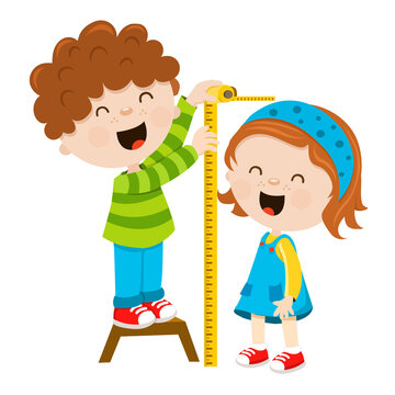 Cute Kids Measuring Height