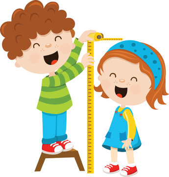 Cute Kids Measuring Height