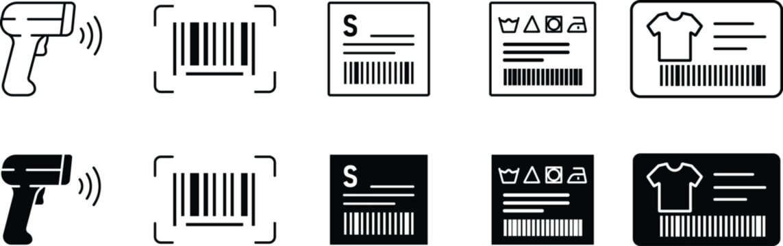 Barcode scanner and label icons for inventory management